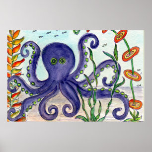 Purple Octopus Poster