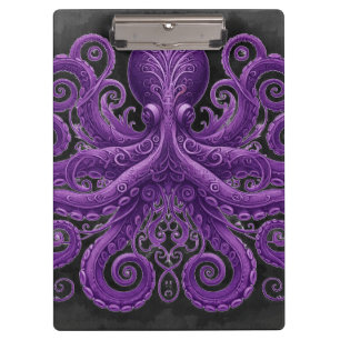 Purple Octopus Victorian Steampunk Kraken Clipboard