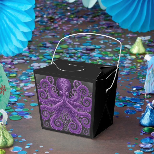 Purple Octopus Victorian Steampunk Kraken  Favour Box (Party)