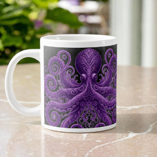 Purple Octopus Victorian Steampunk Kraken Large Coffee Mug