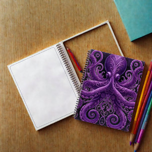 Purple Octopus Victorian Steampunk Kraken Notebook