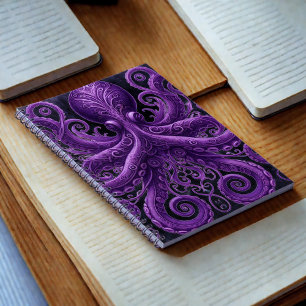 Purple Octopus Victorian Steampunk Kraken Notebook