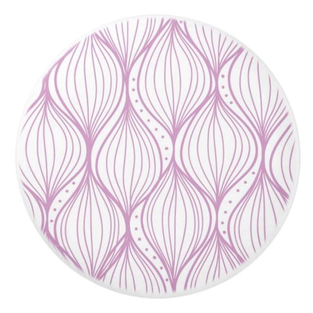 Purple ogee stripes pattern background ceramic knob (Front)