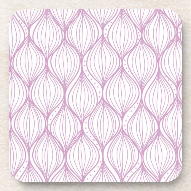 Purple ogee stripes pattern background coaster (Front)