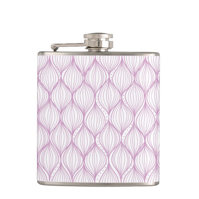 Purple ogee stripes pattern background hip flask (Front)