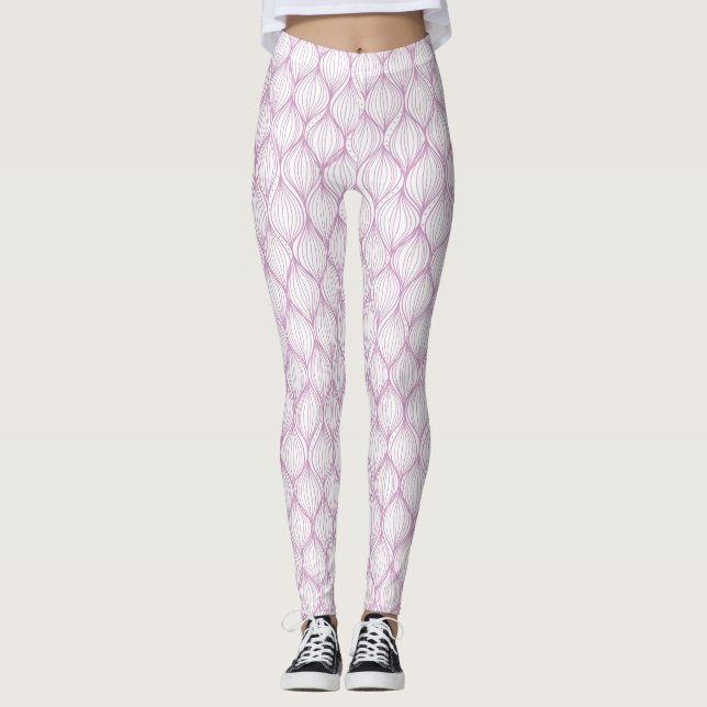 Purple ogee stripes pattern background leggings (Front)