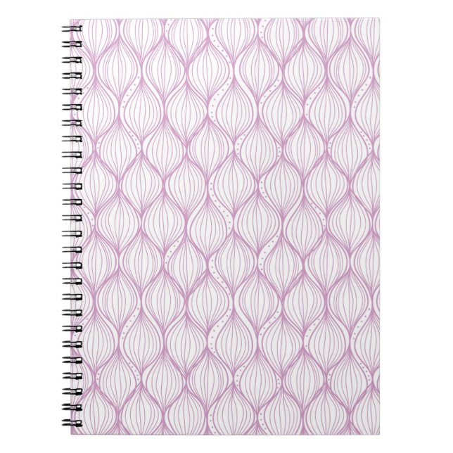 Purple ogee stripes pattern background spiral notebook (Front)