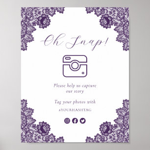 Purple Oh Snap Social Media Wedding Sign