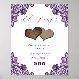 Purple Oh Snap Social Media Wedding Sign