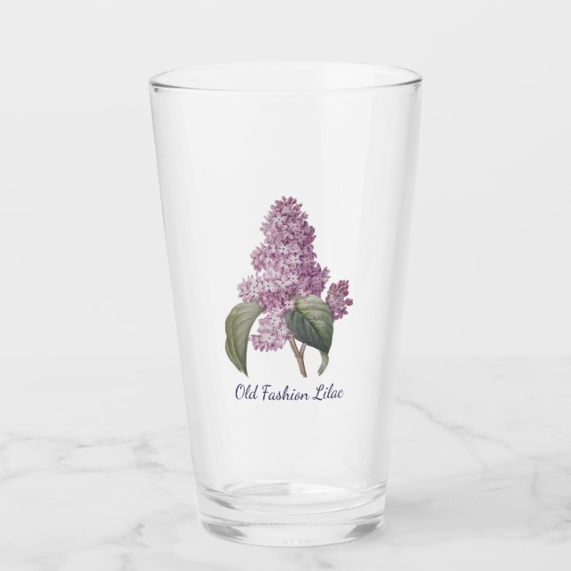 Purple Old Fashion Lilac Flower Tumbler Glass (Front)