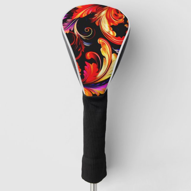 Purple Old School Pattern Golf Head Cover (Front)