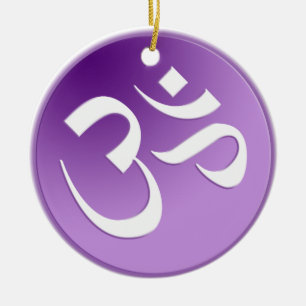 Purple Om Symbol Ceramic Tree Decoration