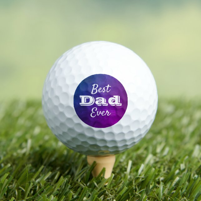 Purple Ombre Best Dad Ever Bold Modern Typography Golf Balls (Insitu Tee)
