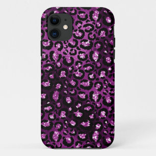 Purple Ombre & Black Glam Glitter Leopard Spots Case-Mate iPhone Case