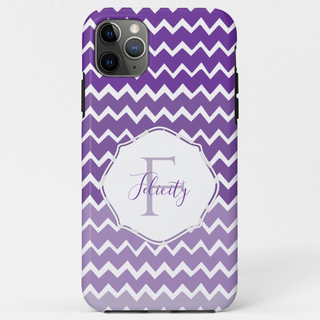 Purple Ombre Chevron Personalised iPhone Case (Back)