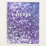 Purple Ombre Chunky Glitter Personalised Planner<br><div class="desc">A modern bold name in white with a dark blue drop shadow on a blank planner. The font size, colour and style are customisable. increase the font size for short names if you'd like. The background is a faux purple blue ombre confetti or sequin glitter with sparkly spots or blurry...</div>