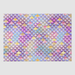 Purple Ombre Foil & Gold Glitter Mermaid Scales Tissue Paper