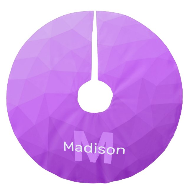 Purple ombre geometric mesh pattern Monogram Brushed Polyester Tree Skirt (Front)