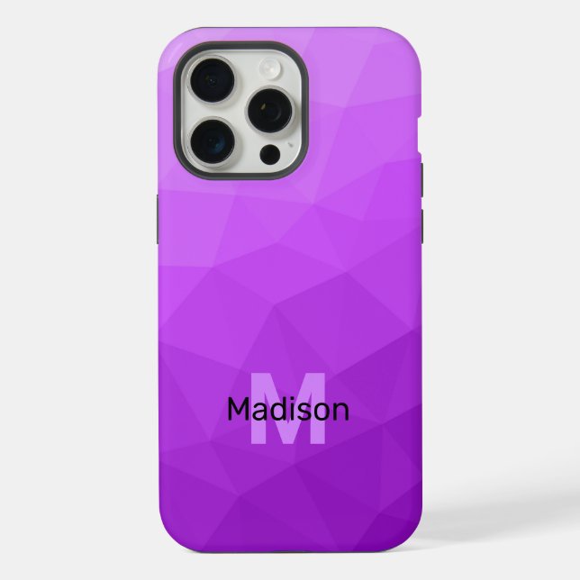 Purple ombre geometric mesh pattern Monogram iPhone Case (Back)