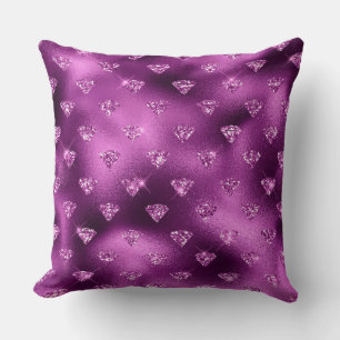 Purple Ombre Glam Glitter Diamonds Pattern Cushion