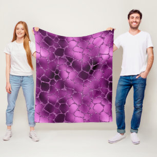 Purple Ombre Glam Glitter Giraffe Spots Pattern Fleece Blanket