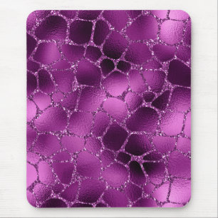 Purple Ombre Glam Glitter Giraffe Spots Pattern Mouse Pad