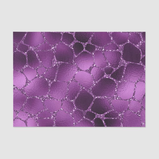 Purple Ombre Glam Glitter Giraffe Spots Pattern Tissue Paper (Front)