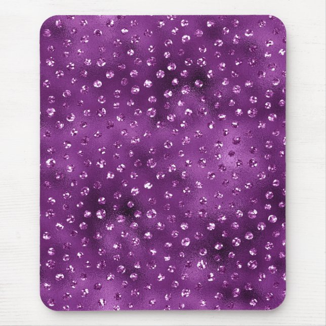 Purple Ombre Glam Glitter Polka Dots Pattern Mouse Pad (Front)