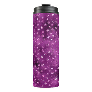 Purple Ombre Glam Glitter Polka Dots Pattern Thermal Tumbler