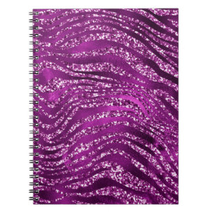 Purple Ombre Glam Glitter Tiger Stripes Pattern Notebook