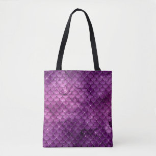 Purple Ombre Glam Mermaid Scales Pattern Tote Bag