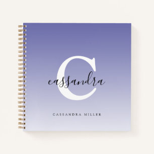 Purple Ombre Modern Monogrammed Script Name Notebook