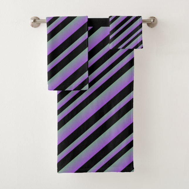 Purple Ombre Multi - Stripes Bath Towel Set (Insitu)