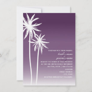 Purple Ombré Palm Trees Beach Wedding Invitation