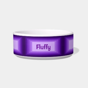 Purple Ombre Rectangles Personalised Name Pet Bowl