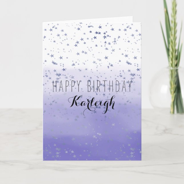Purple Ombre Stars personalized Card (Front)
