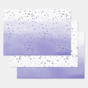 Purple Ombre Stars Wrapping Paper Sheet