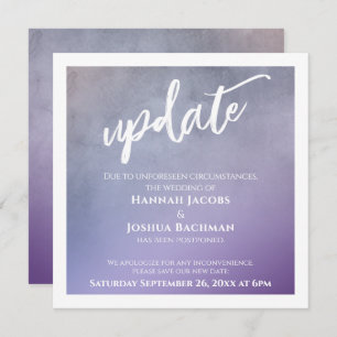 Purple Ombre Texture Postponed Wedding Update Card
