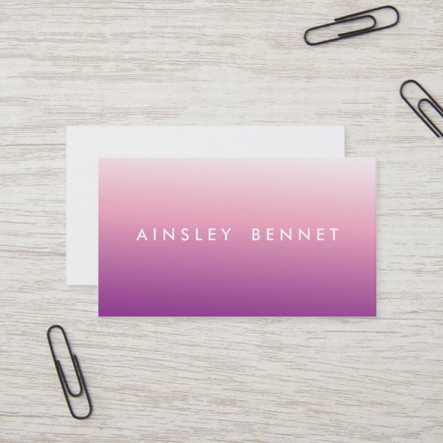 Purple Ombre Watercolor Business Cards (Front/Back In Situ)