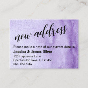 Purple Ombre Watercolor New Address Handout Card