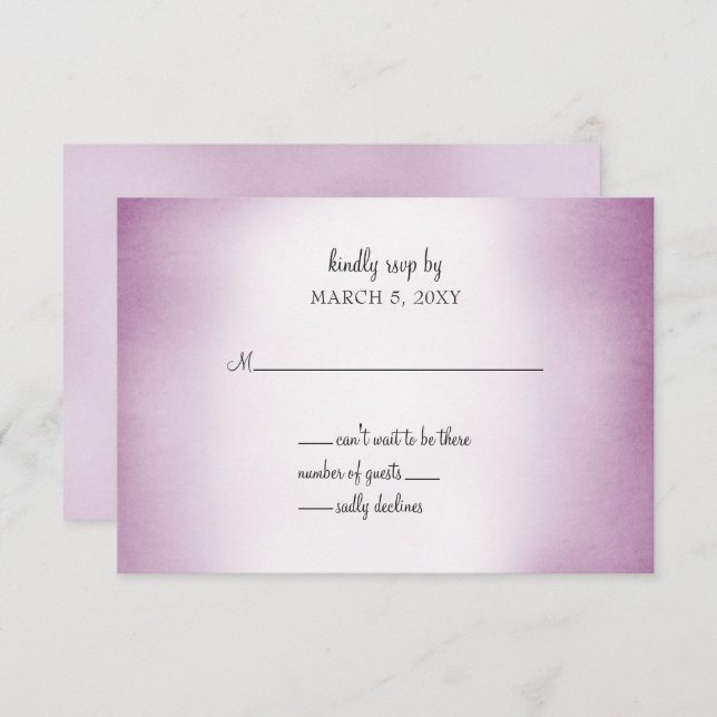 purple ombre wedding invitation rsvp (Front/Back)