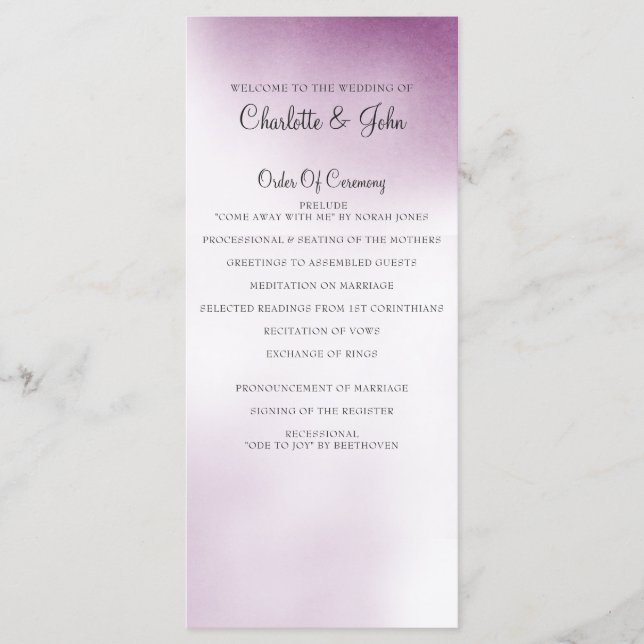 Purple Ombre Wedding programs Programme (Front)