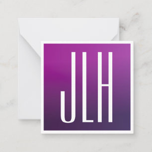Purple Ombre & White Initials or other Text Card