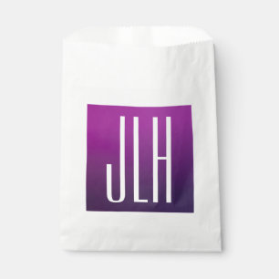 Purple Ombre & White Initials or other Text Favour Bags