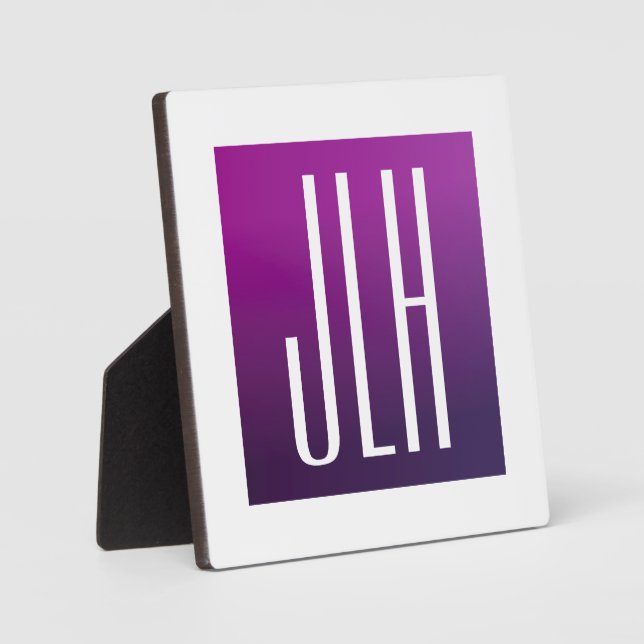 Purple Ombre & White Initials or other Text Plaque (Front)