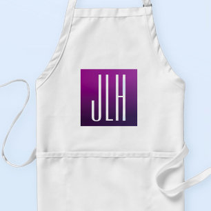 Purple Ombre & White Initials or other Text Standard Apron