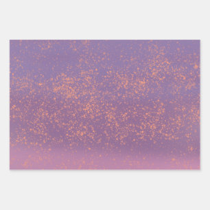 Purple Ombre with Peach Paint Splatters Wrapping Paper Sheet