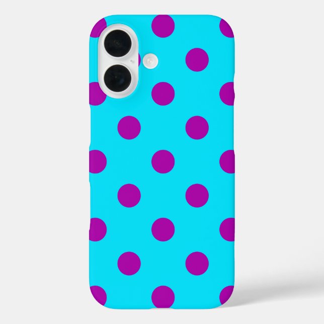 Purple On Blue Polka Dots Pattern Design Case-Mate iPhone Case (Back)
