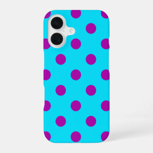 Purple On Blue Polka Dots Pattern Design iPhone 16 Case