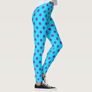 Purple On Blue Polka Dots Pattern Design Leggings